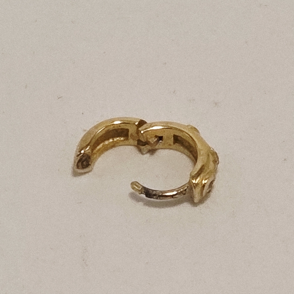Astrid & Miyu 18k Goldplated Sterling Silver Huggies With Diamond 1 Piece Only - Picture 3 of 3